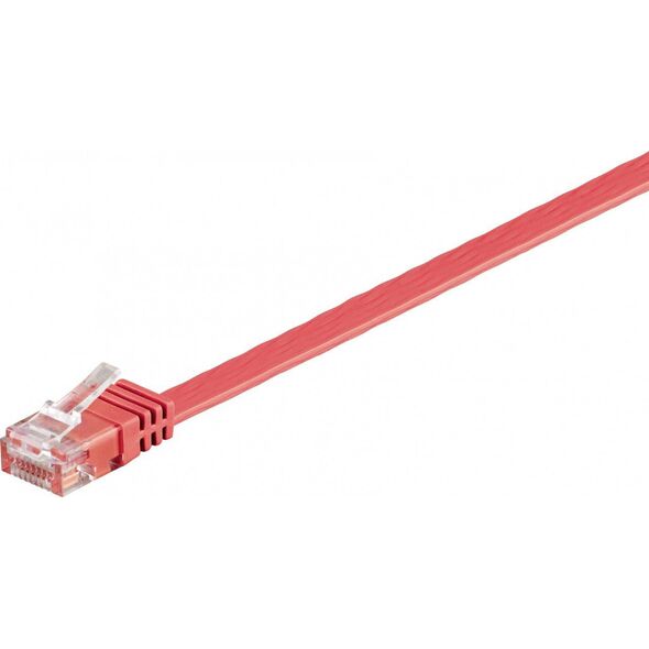 Goobay Kabel krosowy płaski patchcord U/UTP kat.6 czerwony 1m (96400)