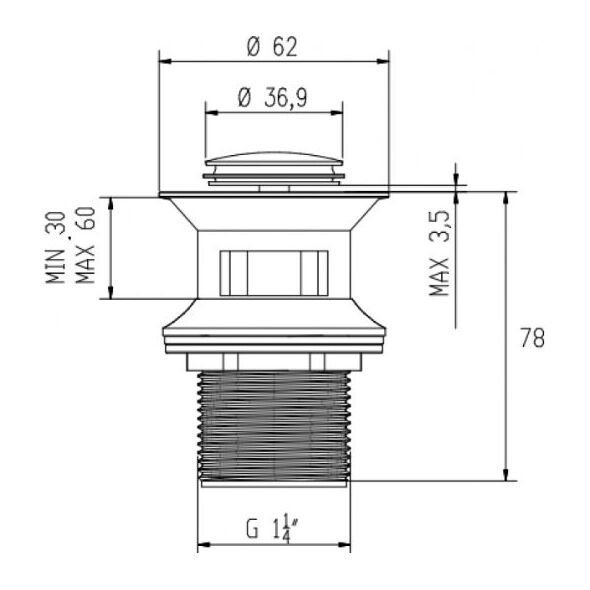 Invena Korek automatyczny klik-klak 5/4" mały chrom (SC-B1-027)
