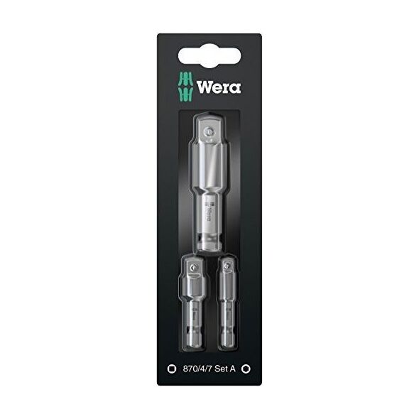 Wera Wera 870/4/7 set A SB tool shaft Socket Wrenches adapter-Set 1/4" 3/8" 1/2" - 05073200001 - 05073200001