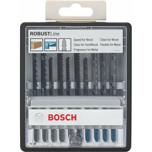 Bosch Zestaw brzeszczotów do wyrzynarki Wood and Metal, Robust Line, 10 szt.