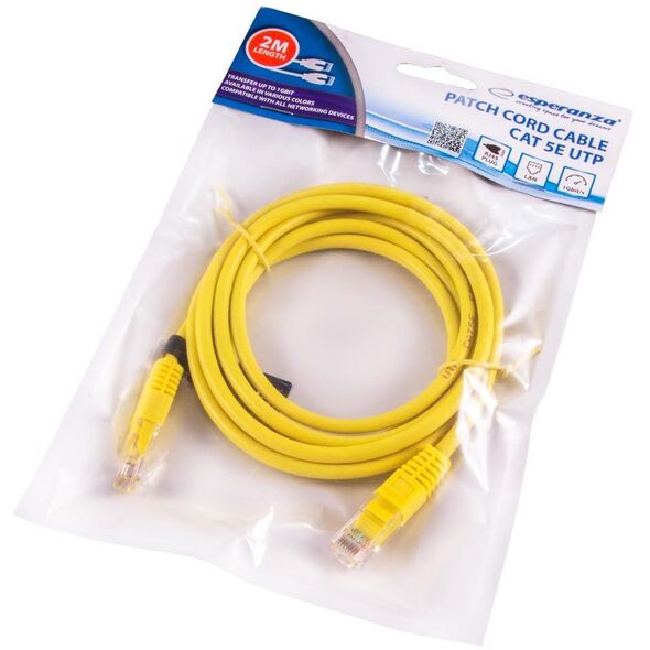 Esperanza RJ-45/RJ-45, kat.5e, U/UTP, żółty, 2m (EB274Y)