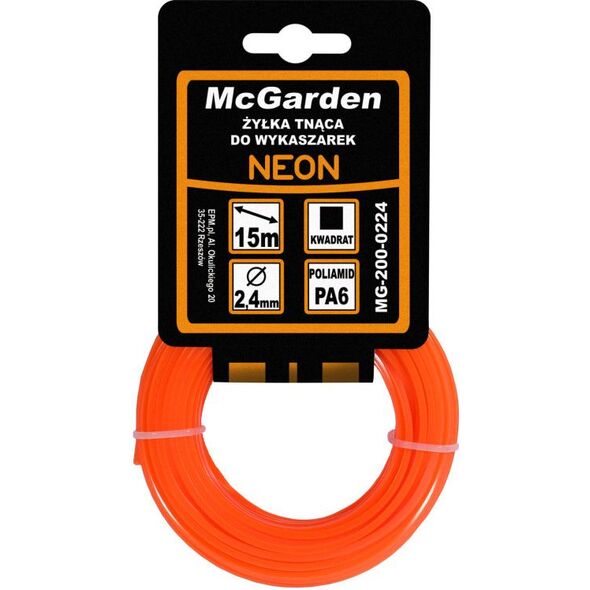 McGarden ŻYŁKA DO WYKASZARKI KWADRAT NEON 2,0MM 15M [jm.SZT] - MG-200-0220