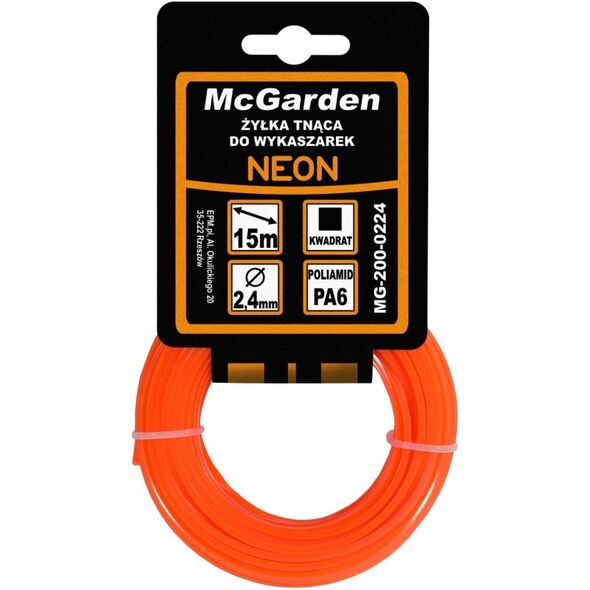 McGarden Żyłka do wykaszarki kwadrat neon 2,7mm 15m (MG-200-0227)