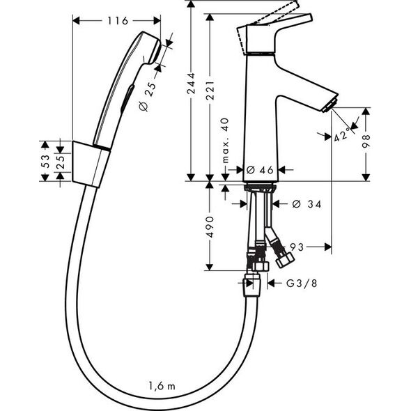 Bateria bidetowa Hansgrohe Talis S stojąca chrom (72290000)