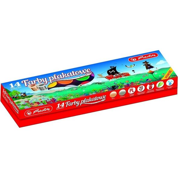 Herlitz Farby plakatowe szkolne 14kol 20ml premium złota/srebrna - 0009567207