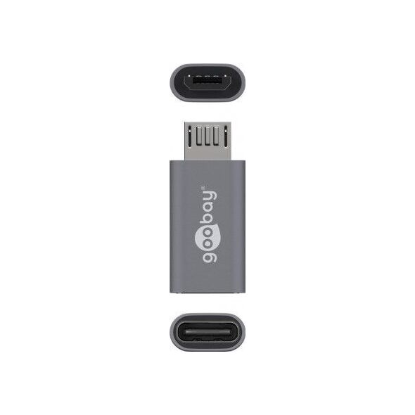 Adapter USB Goobay USB-C - microUSB Szary  (55553)