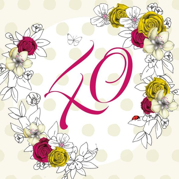 Clear Creation Karnet Swarovski kwadrat Urodziny 40 kwiaty