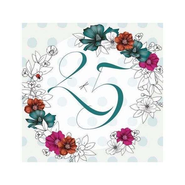 Clear Creation Karnet Swarovski kwadrat Urodziny 25 kwiaty
