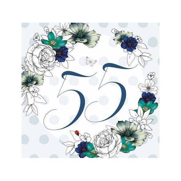 Clear Creation Karnet Swarovski kwadrat Urodziny 55 kwiaty