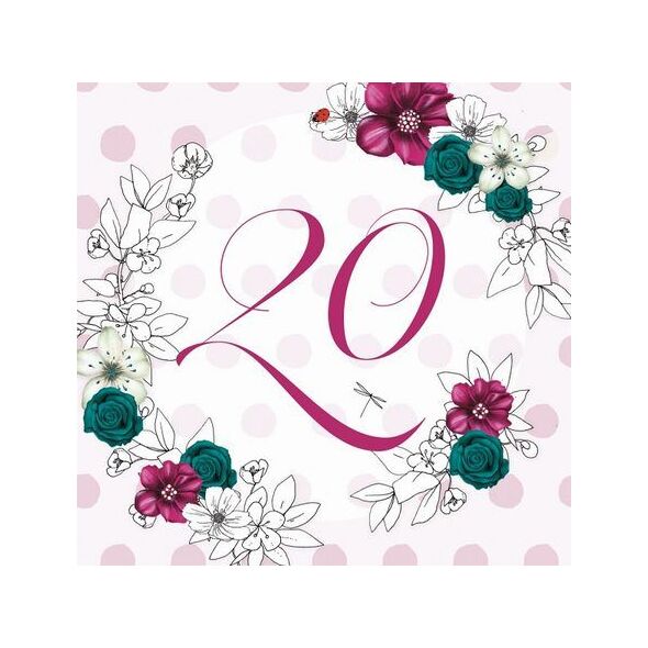 Clear Creation Karnet Swarovski kwadrat Urodziny 20 kwiaty