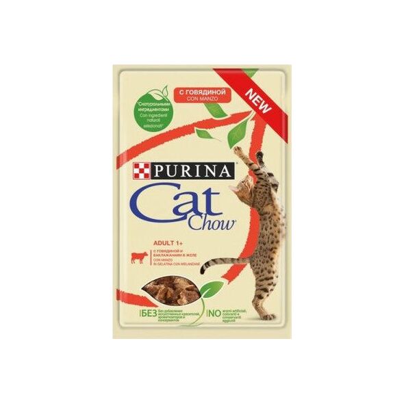 Nestle PURINA CAT CHOW sasz.85g WOŁOWINA BAKŁAŻAN W GALARETCE /24