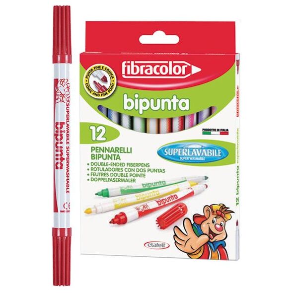 Euros Pisaki fibracolor dwustronne 12 kolorów w etui