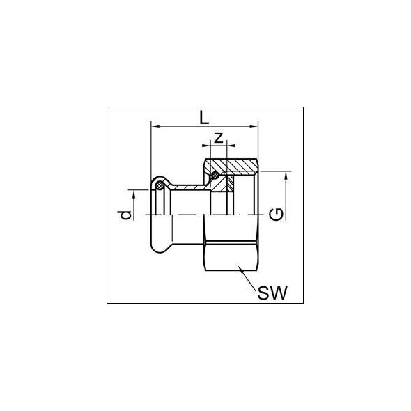 SANHA Purapress półśrubunek z uszczelką ZW 22mm x 1" (18359221)