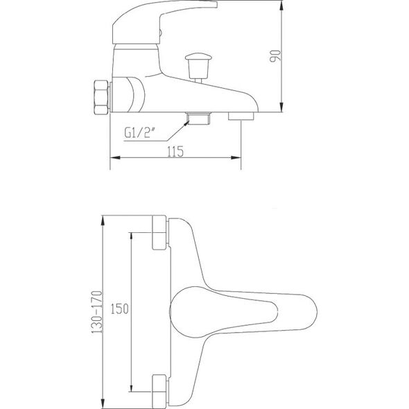 Bateria wannowa Invena Ava New ścienne chrom (BN-06-001)