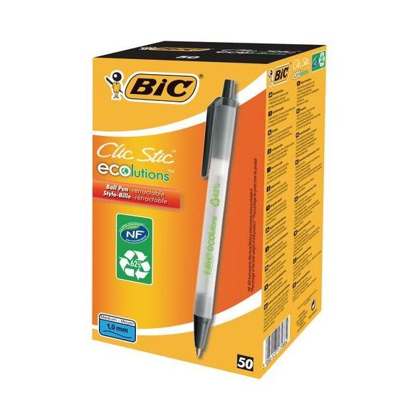 Bic Długopis Ecolution CLIC STIC jednorazowy, czarny (BIC544)