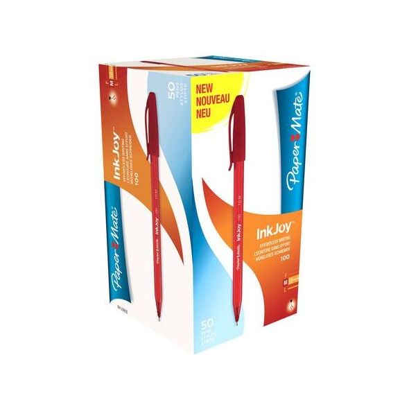 Paper Mate Długopis INKJOY 100 CAP M czerwony, 50 sztuk (SAN262)