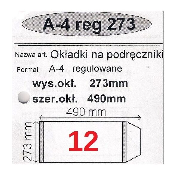 Narnia OKLADKI NA PODRECZNIK A4 REGULOWANE NR.12 - 273mm OPAKOWANIE 25 SZT