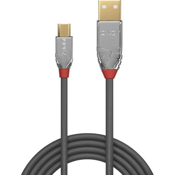 Kabel USB Lindy USB-A - microUSB 1 m Szary (36651)