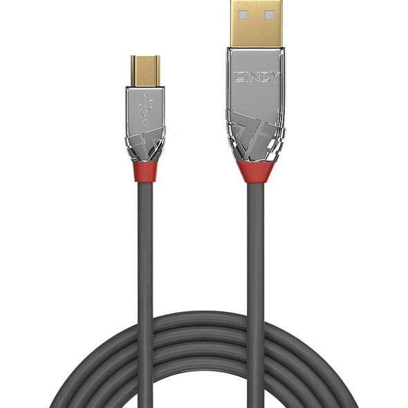 Kabel USB Lindy USB-A - miniUSB 2 m Szary (36632)