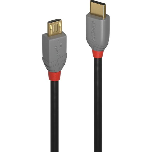 Kabel USB Lindy USB-C - microUSB 1 m Czarny (36891)