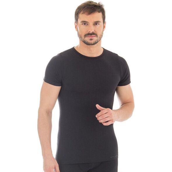 Brubeck Koszulka męska z krótkim rękawem COMFORT WOOL grafitowa r. M (SS11030)