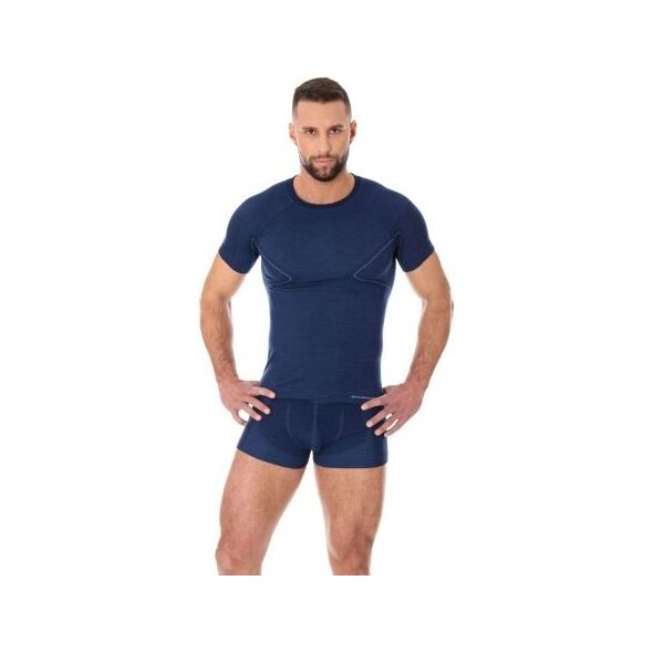 Brubeck Koszulka męska z krótkim rękawem ACTIVE WOOL granatowa r. XL (SS11710)