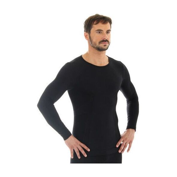 Brubeck Koszulka męska z długim rękawem COMFORT WOOL grafitowa r. M (LS11600)