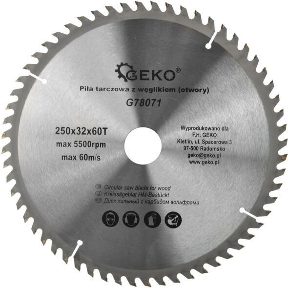 Geko Tarcza do drewna 250x32x60T(otwory)(25)