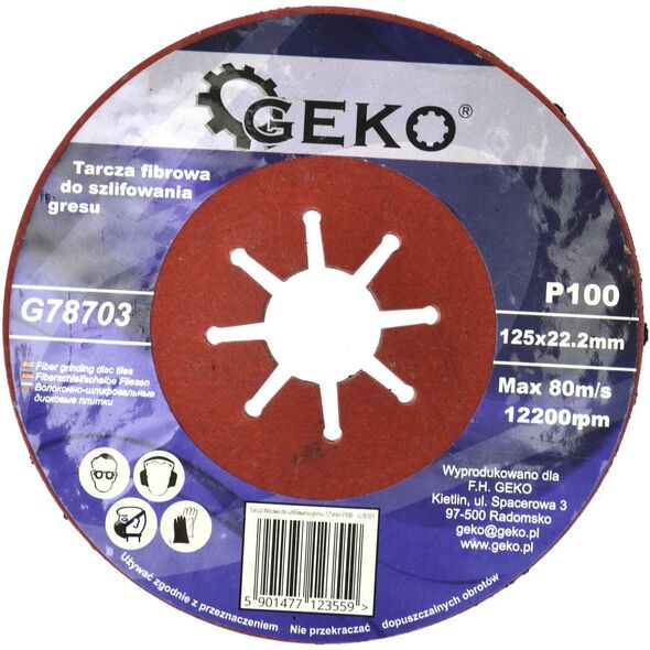 Geko tarcza fibrowa do szlifowania gresu 125mm P100 (G78703)