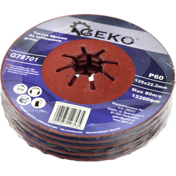 Geko tarcza fibrowa do szlifowania gresu 125mm P60 (G78701)
