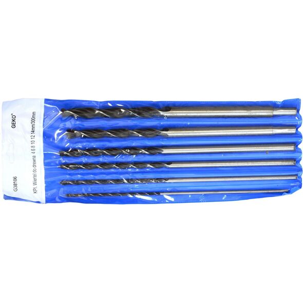 Wiertło Geko Kpl.6szt.wierteł do drewna 4-14mm/300mm (20)