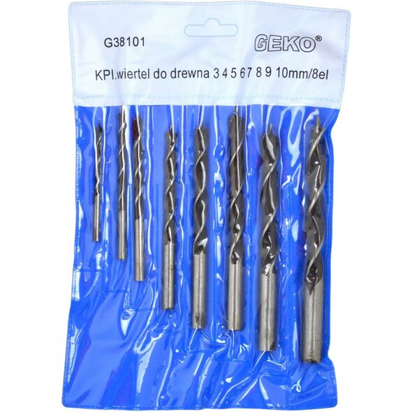 Wiertło Geko Kpl.8szt.wierteł do drewna 3-10mm(100)