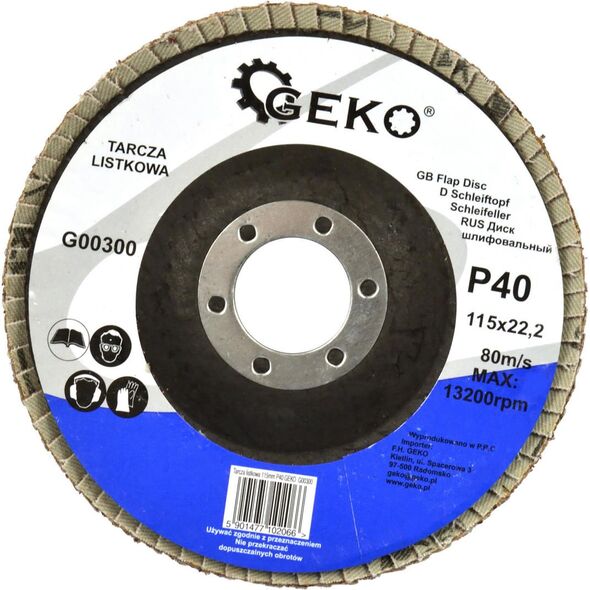 Geko tarcza listkowa 115mm P40 (G00300)