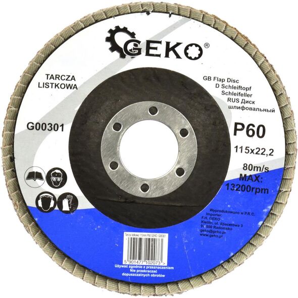 Geko Tarcza listkowa 115mm P60 GEKO (10/200)