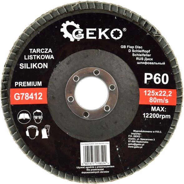 Geko Tarcza listkowa"SILIKON" 125mm P60 GEKO PREMIUM (10/200)