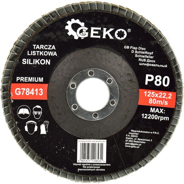 Geko Tarcza listkowa"SILIKON" 125mm P80 GEKO PREMIUM(10/200)