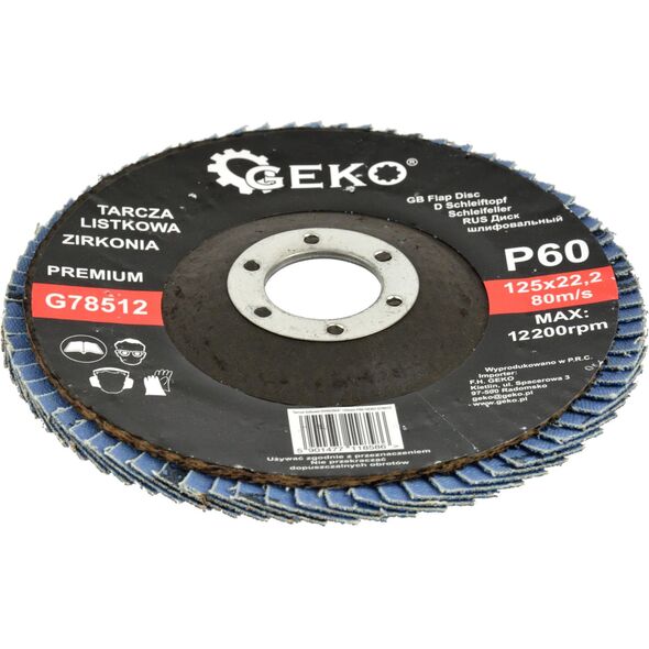 Geko Tarcza listkowa"CYRKON" 125mm P60 GEKO PREMIUM(10/200)