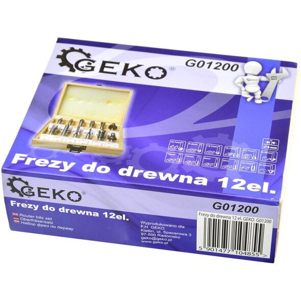 Geko Frezy kształtowe do drewna 12 el./8mm/ GEKO(20)
