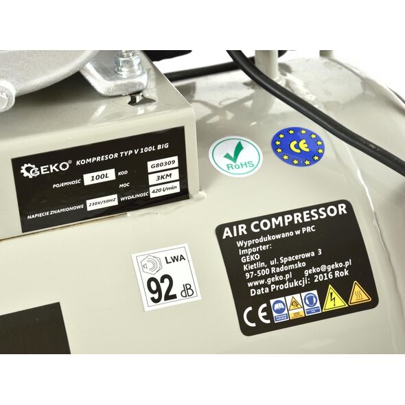 Sprężarka Geko 9bar 100L (G80309)