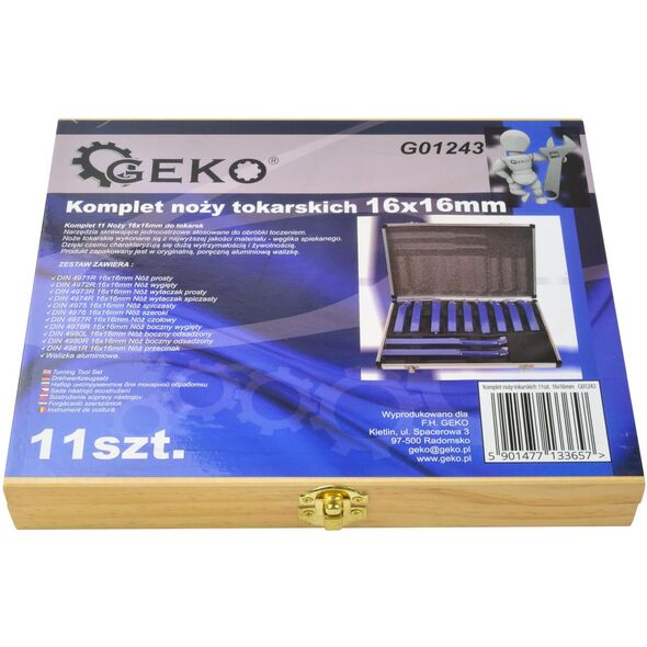 Geko komplet noży tokarskich 11 sztuk 16x16mm (G01243)