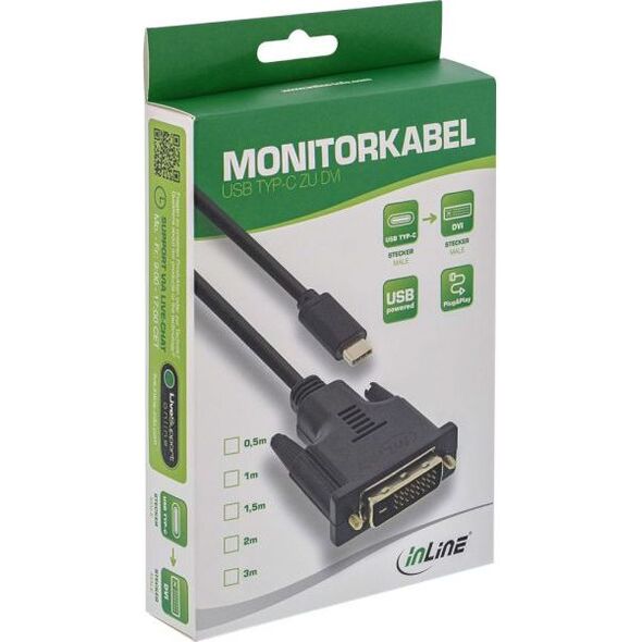 Kabel USB InLine USB-C - DVI-D 1 m Czarny (64131)