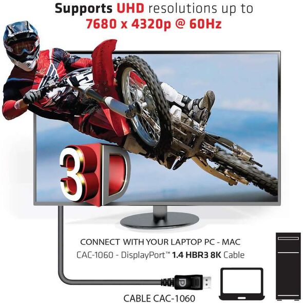 Kabel Club 3D DisplayPort - DisplayPort 3m czarny (CAC-1060)