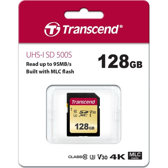 Karta Transcend 500S SDXC 128 GB Class 10 UHS-I/U3 V30 (TS128GSDC500S)