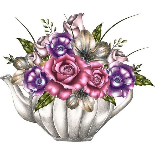 Clear Creation Karnet Swarovski kwadrat CL0329 Kwiaty w imbryku