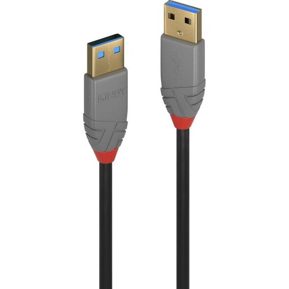 Kabel USB Lindy USB-A - USB-A 0.5 m Czarny (36750)