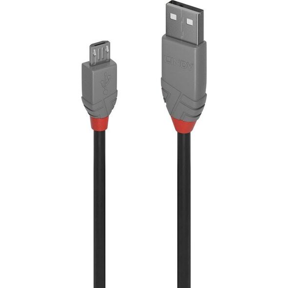 Kabel USB Lindy USB-A - microUSB 5 m Szary (36735)