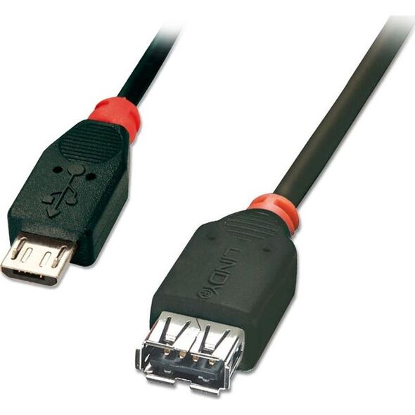 Kabel USB Lindy microUSB - USB-A 0.5 m Czarny (31935)