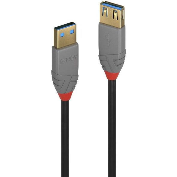 Kabel USB Lindy USB-A - USB-A 0.5 m Czarno-szary (36760)