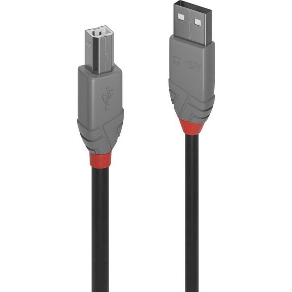 Kabel USB Lindy USB-A - USB-B 0.5 m Szary (36671)