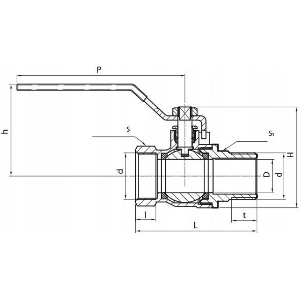 Perfexim Zawór kulowy wodny WZ DN15 rączka 1040 G1/2 WZ PN16 C DN15 (F300-202-0150-010)